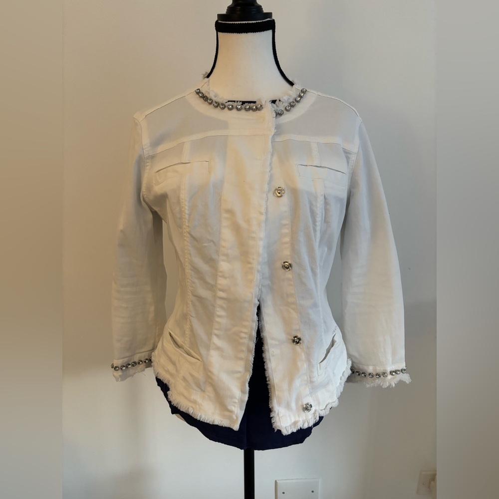 Liu Jo White Embellished Blazer/jeans jacket (IT 42)